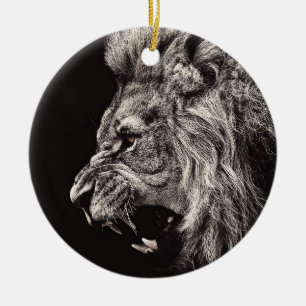 Angry Male Lion Keramikornament