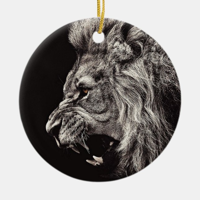 Angry Male Lion Keramikornament (Vorne)