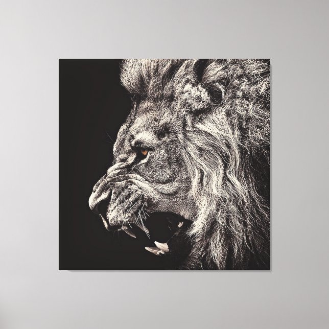 Angry Male Lion Leinwanddruck (Vorderseite)