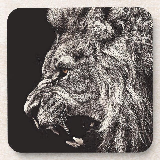 Angry Male Lion Untersetzer (Vorderseite)