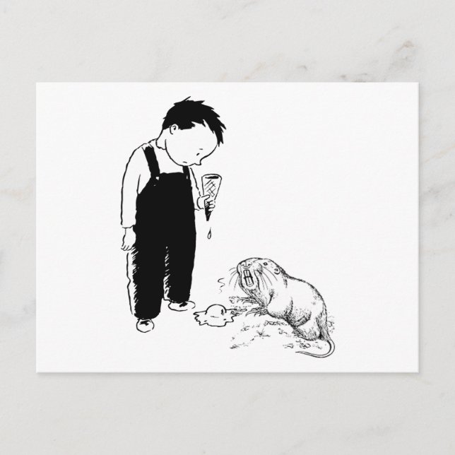 Angry Moles essen auch Eiscreme Postkarte (Vorderseite)