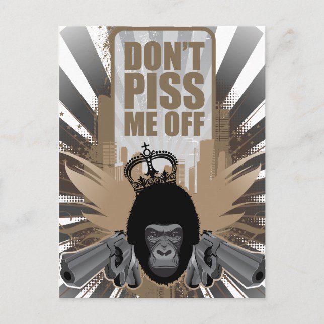 Angry Monkey mit Gun Postkarte (Vorderseite)
