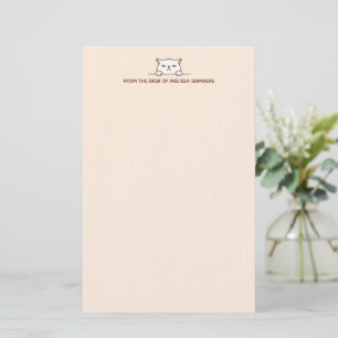 Angry Moody White Cat über dem Beige für benutzerd Briefpapier