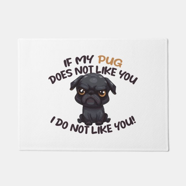 Angry Mops (schwarz) - Einzigartiges Design Fußmatte (Vorderseite)