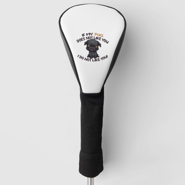 Angry Mops (schwarz) - Einzigartiges Design Golf Headcover (Vorderseite)