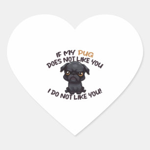 Angry Mops (schwarz) - Einzigartiges Design Herz-Aufkleber