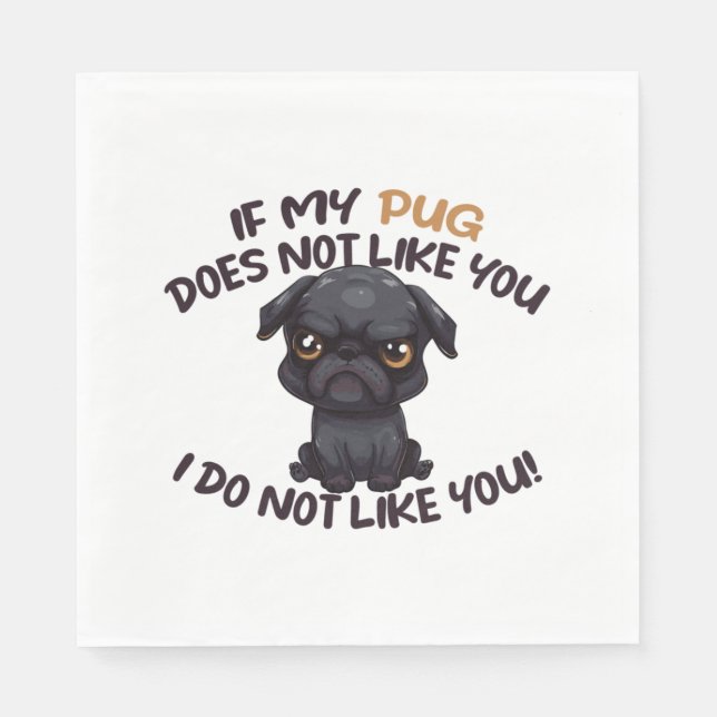 Angry Mops (schwarz) - Einzigartiges Design Serviette (Vorderseite)