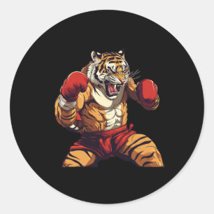 Angry Muay Thai und Thai Boxing Tiger Runder Aufkleber