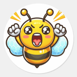 Angry Niedlich Bee Runder Aufkleber