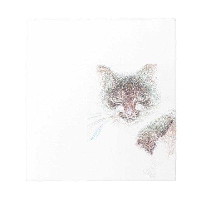 Angry Niedlich Cate Face Sketch Notizblock (Vorderseite)