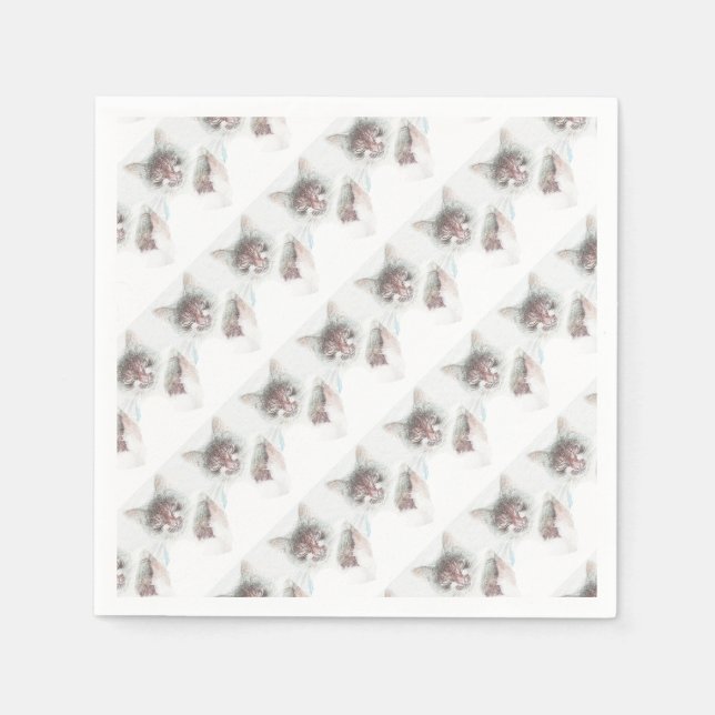 Angry Niedlich Cate Face Sketch Serviette (Vorderseite)