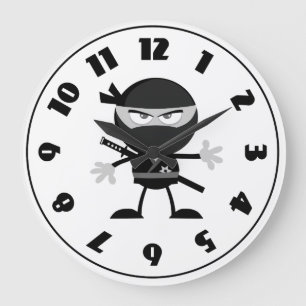 Angry Ninja Warrior Clock Große Wanduhr