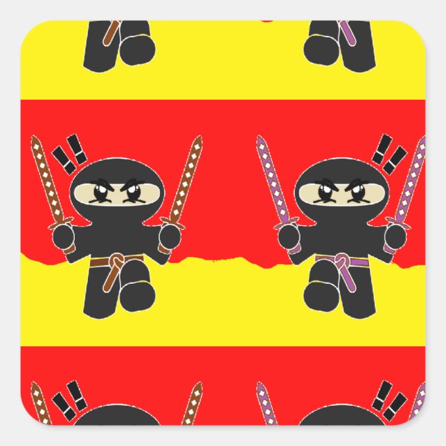Angry Ninjas Quadratischer Aufkleber (Vorderseite)
