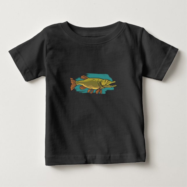 Angry Northern Pike, Fang Big räuberischer Fisch Baby T-shirt (Vorderseite)