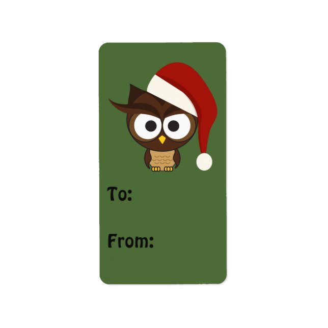 Angry Owl mit Weihnachtsmannmütze Adressaufkleber (Vorne)