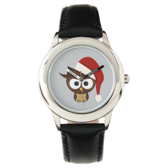Angry Owl mit Weihnachtsmannmütze Armbanduhr (Vorderseite)