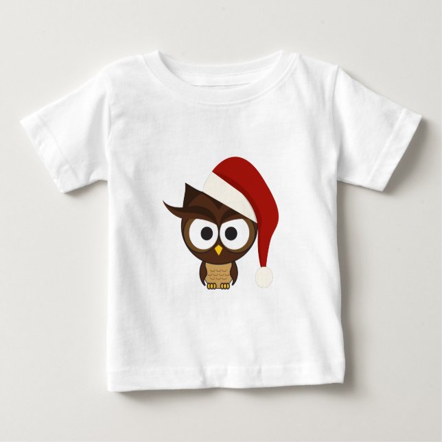 Angry Owl mit Weihnachtsmannmütze Baby T-shirt (Vorderseite)