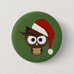 Angry Owl mit Weihnachtsmannmütze Button