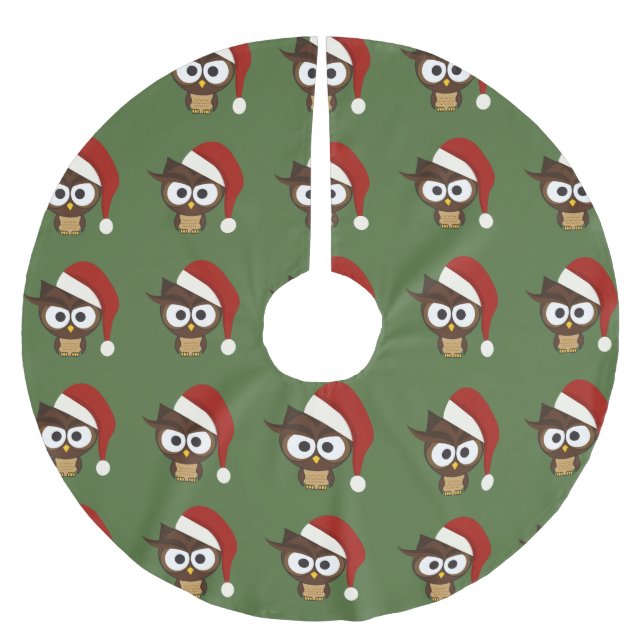 Angry Owl mit Weihnachtsmannmütze Polyester Weihnachtsbaumdecke (Vorderseite)