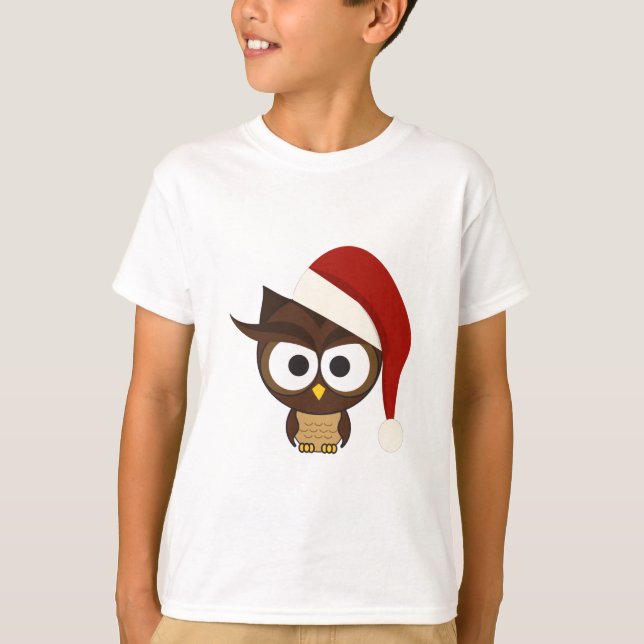 Angry Owl mit Weihnachtsmannmütze T-Shirt (Vorderseite)