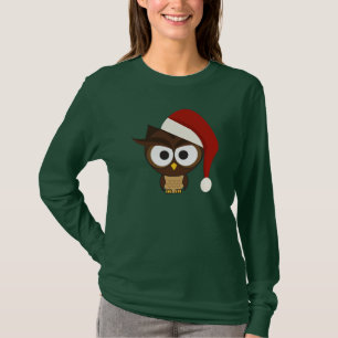 Angry Owl mit Weihnachtsmannmütze T-Shirt