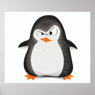 Angry Penguin Glitter Photo Print Poster