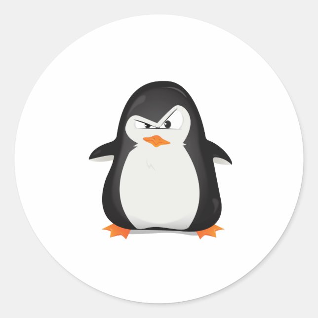 Angry Penguin Runder Aufkleber (Vorderseite)