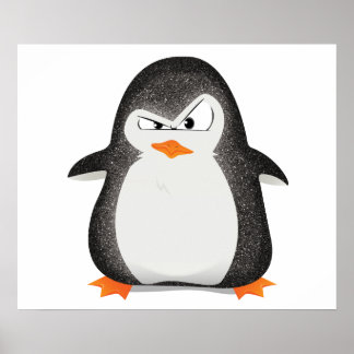 Angry Pinguin Glitzer Foto Print Poster