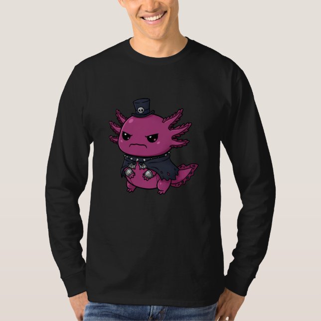 Angry Pink Axolotl Gothic Kawaii Skull Hat Creatur T-Shirt (Vorderseite)