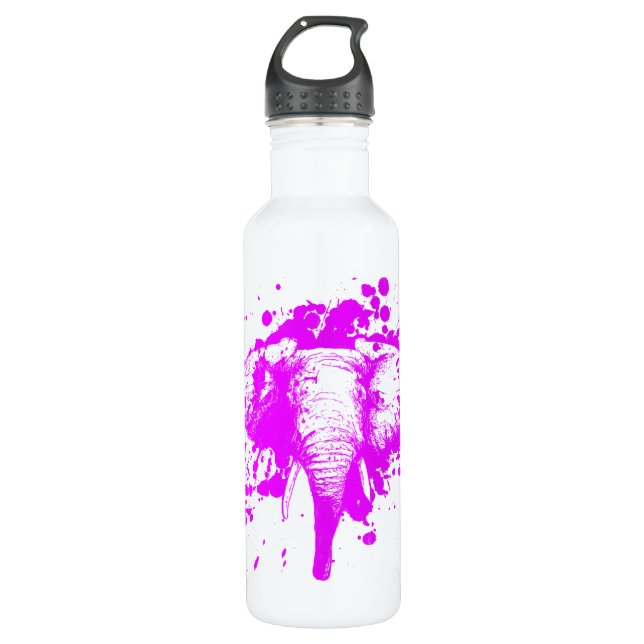 Angry Pink Elephant Edelstahlflasche (Vorderseite)