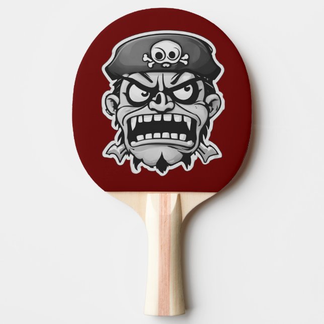 Angry Pirate Cartoon Face Competitive Red Tischtennis Schläger (Vorderseite)