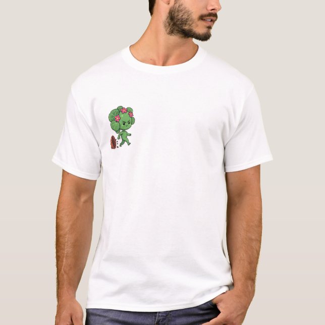 Angry Plant Creature Escaping Broken Pot Cartoon T-Shirt (Vorderseite)
