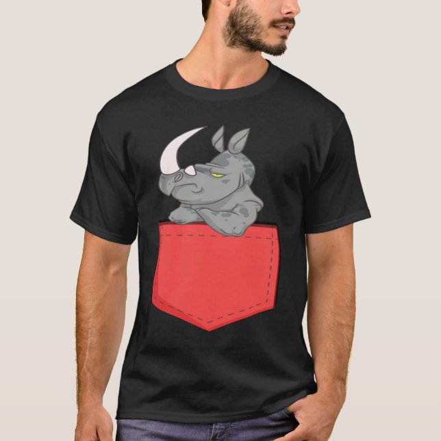 Angry Pocket Rhino   Rhino In Pocket For Kids T-Shirt (Vorderseite)