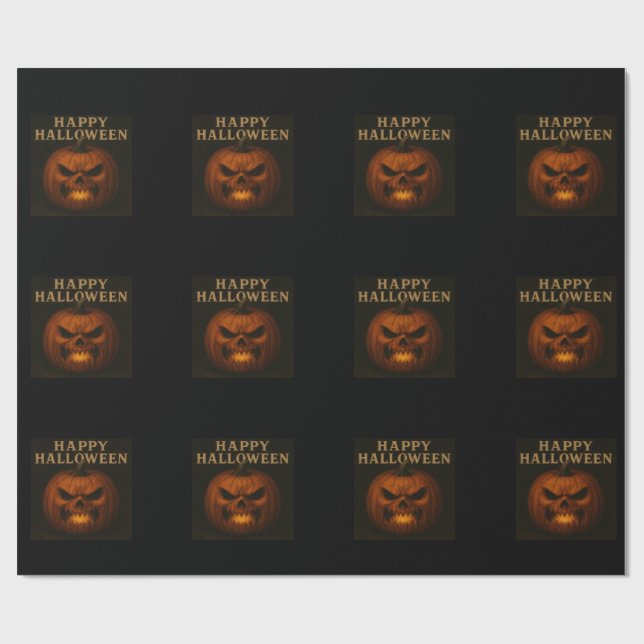 Angry Pumpkin Halloween Wrapping Paper Geschenkpapier (Flach)