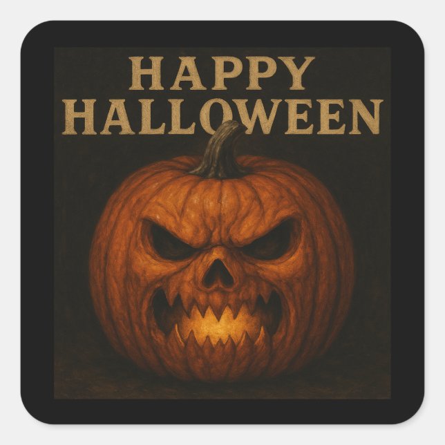 Angry Pumpkin Happy Halloween Stickers (Vorderseite)