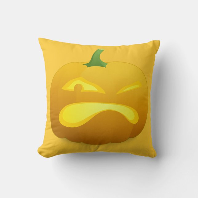 Angry Pumpkin Yellow Throw Kissen (Vorderseite)