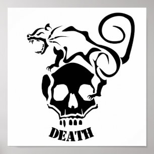 Angry Rat auf einem bösen Schädel Poster