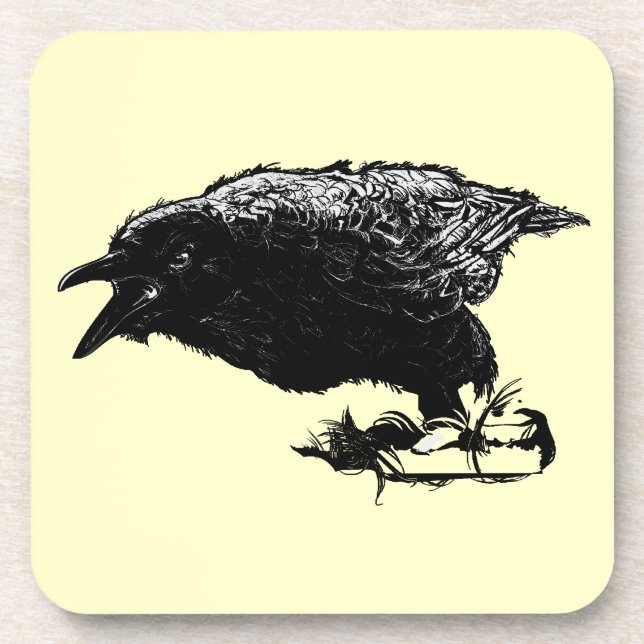 Angry Raven in Black Pick Your Background Getränkeuntersetzer (Vorderseite)