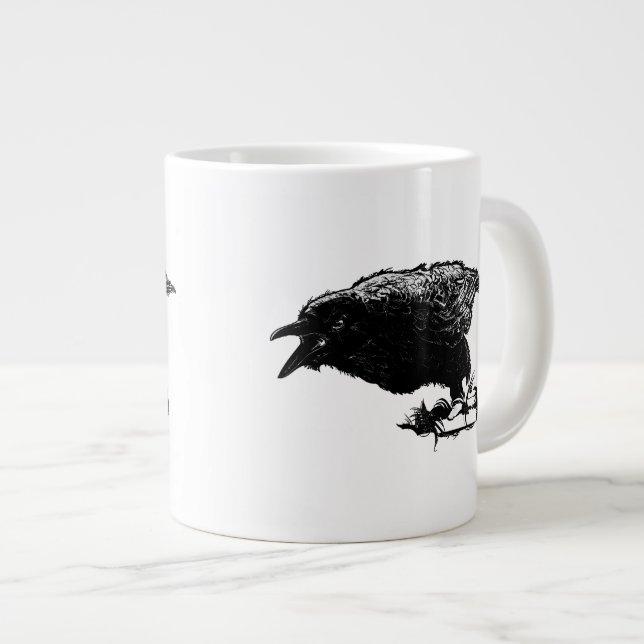 Angry Raven in Black Pick Your Background Jumbo-Tasse (Vorderseite Rechts)