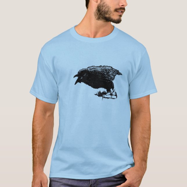Angry Raven in Black Pick Your Background T-Shirt (Vorderseite)