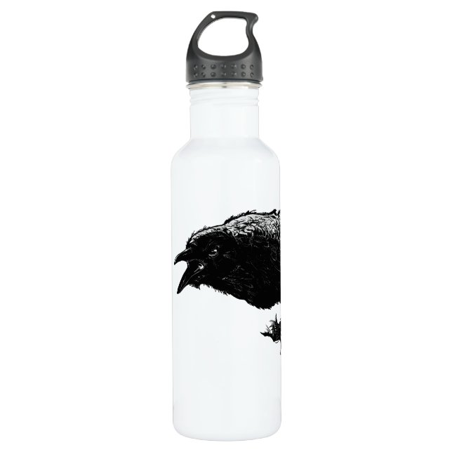 Angry Raven in Black Pick Your Background Trinkflasche (Vorderseite)