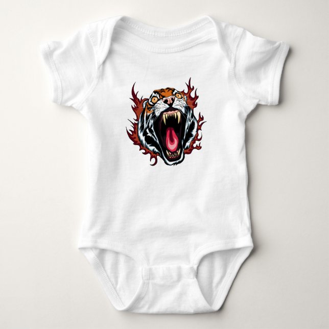 Angry Roaring Tiger Face Baby Strampler (Vorderseite)
