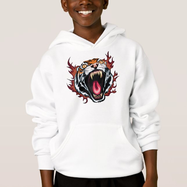 Angry Roaring Tiger Face Hoodie (Vorderseite)