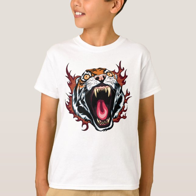 Angry Roaring Tiger Face T-Shirt (Vorderseite)