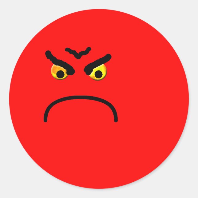 Angry Runder Aufkleber (Vorderseite)