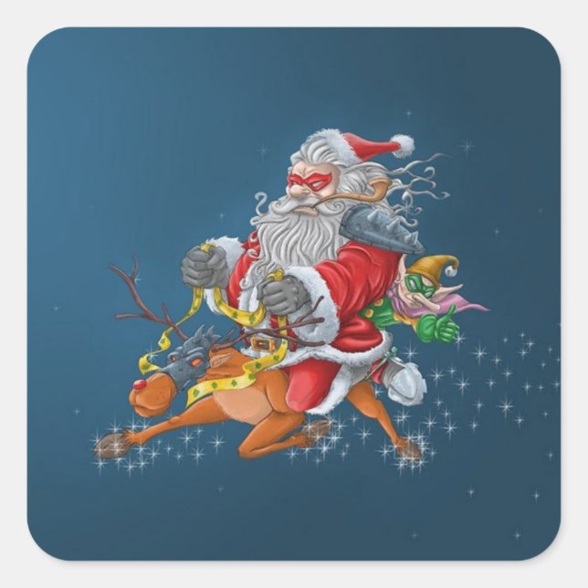 Angry Santa Claus Quadratischer Aufkleber (Vorderseite)