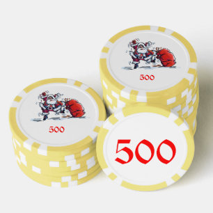 Angry Santa Gelb 500 gestreifter Poker Chip