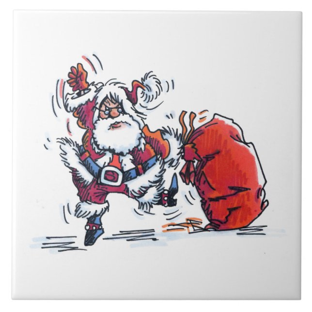 Angry Santa große Keramik Fliese (Vorderseite)
