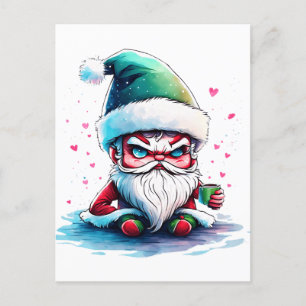 Angry Santa mit einer Tasse Kaffee Feiertagspostkarte