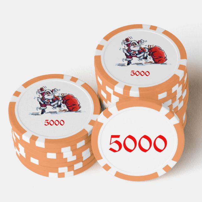 Angry Santa orange 5000 gestreifter Poker-Chip Pokerchips (Stapel)